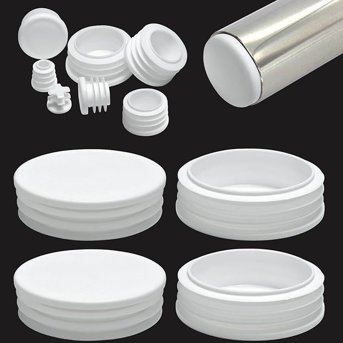 3-1/8" (80mm) Plastic Hole Plugs White -Round Chair Leg Caps, Flush Mount Pipe Plugs, Tubing End Caps for Metal&Wood Legs Tube, Outdoor Furniture Feet caps & Table Plastic Plugs, 4 PCS by EASYEAH