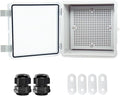 Junction Box, Hinged Clear Cover IP67 Waterproof ABS Project Box with 2 NPT 1/2" Cable Gland, Electrical Box Enclosure with Mounting Plate & Wall Bracket 5.9 x 5.9 x 3.5inch(150x150x90mm) by Otdorpatio