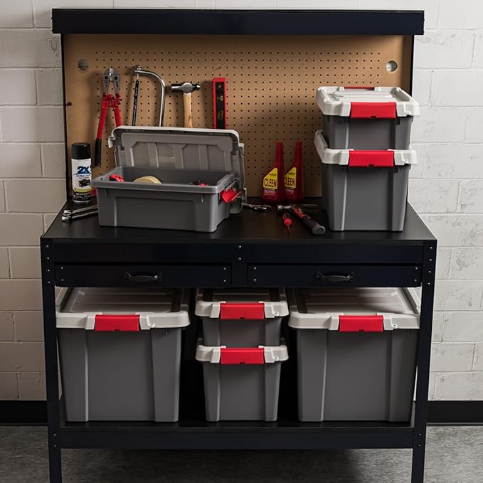 IRIS USA 5 Gallon Lockable Storage Totes with Lids, 6 Pack - Gray, Heavy-Duty Durable Stackable Containers, Large Garage Organizing Bins Moving Tubs, Rugged Sturdy Equipment Utility Tool Box - Image 2