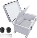Waterproof Outdoor Electrical Box Junction Box Weatherproof IP67 ABS Plastic Enclosure Switch Router Project Box with Mounting Plate with Wall Bracket 2 Cable Glands Grey 11.4" x 7.5" x 5.5" by YETLEBOX