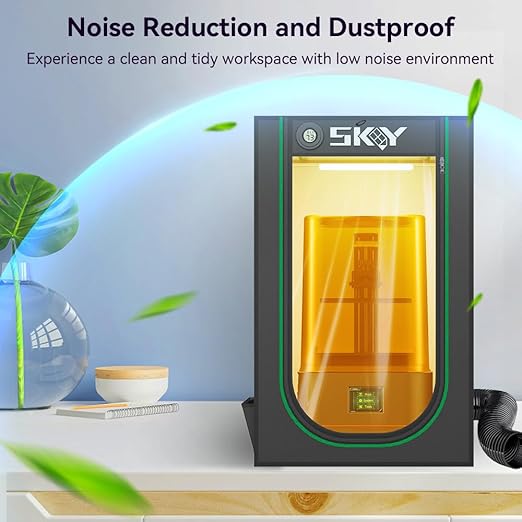 Skouphy Resin 3D Printer Enclosure with Ventilation Kit, LED Light,Thermo-Hygrometer Dustproof Cover Eliminate Odors Isolate Noise Compatible Anycubic Elegoo Creality Series LCD Resin UV 3D Printer - Image 4