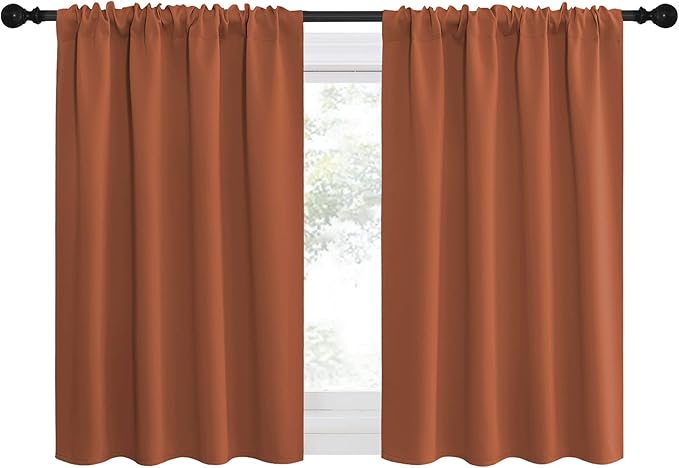 NICETOWN Blackout Curtains and Drapes - Thermal Insulated Solid Rod Pocket Blackout Draperies/Panels (Burnt Orange, 1 Pair, 42 by 36 inches) - Image 2