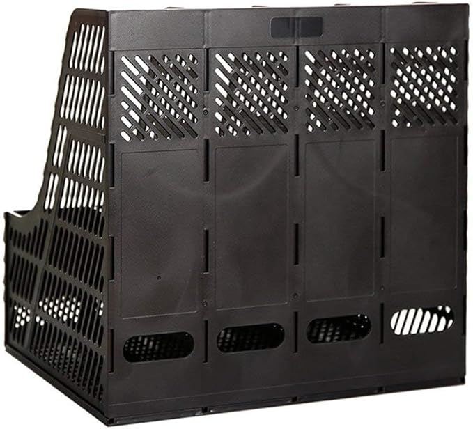 SAYEEC Desktop Magazine Holder Desk File Organizer 4 Compartments Vertical File Dividers Book Holder Frames Document Cabinet Rack Storage Organizer Box for Home Office School Black - Image 4