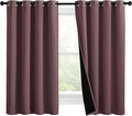 NICETOWN Warm Curtains for Winter, Bedroom Full Blackout Curtain Panels, Great Job for Blocking Light, Complete Blackout Draperies with Black Liner for Night Shift (Dry Rose, Set of 2, 55 by 57-inch) by NICETOWN