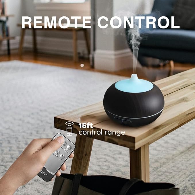 550ml Large Capacity Essential Oil Diffuser with 6 Essential Oil Set, Aromatherapy Ultrasonic Air Humidifier with Timer Setting, 7 Color LED Night Light and Waterless Auto-Off Functions for Home, Spa - Image 4