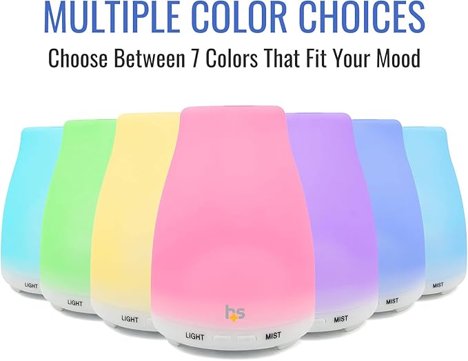 HealthSmart Essential Oil Diffuser, Cool Mist Humidifier and Aromatherapy Diffuser with 150ML Tank Ideal for Small Rooms, Adjustable Timer and Mist Mode, White - Image 2
