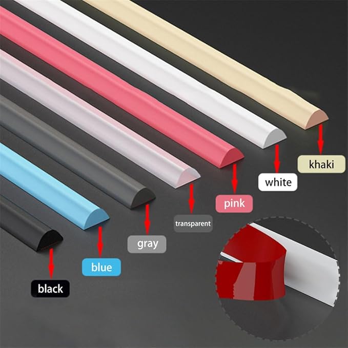 Bathroom Retention Water Barrier Strip Dry/Wet Separation Silicone Seal Strip Rubber Silicone Shower Barrier Water Stopper,Black 50CM,Height 30mm - Image 7