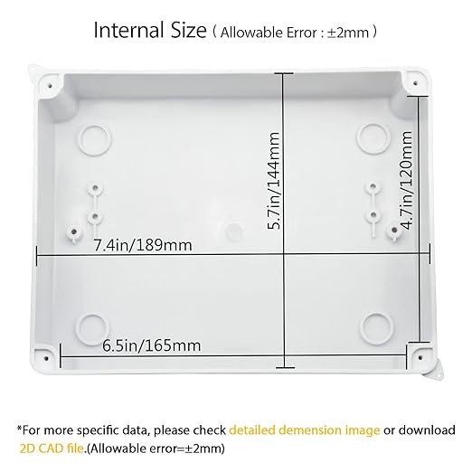 LeMotech Junction Box, Electrical Box IP65 Water Resistant Dustproof ABS Plastic Project Enclosure for Electronics White 7.9 x 6.1 x 3.1 inch - Image 3