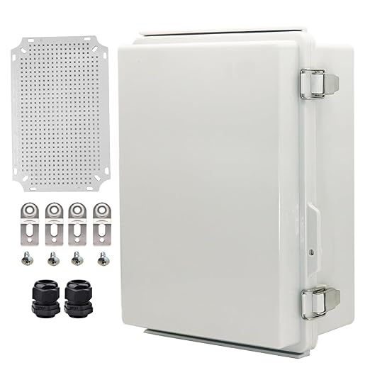 Waterproof Electrical Box Junction Box Weatherproof IP67 ABS Plastic Enclosure Switch Router Project Box Electronics DIY Enclosure with Mounting Plate and Wall Bracket Grey 11.8"x7.9"x5.1" by YETLEBOX