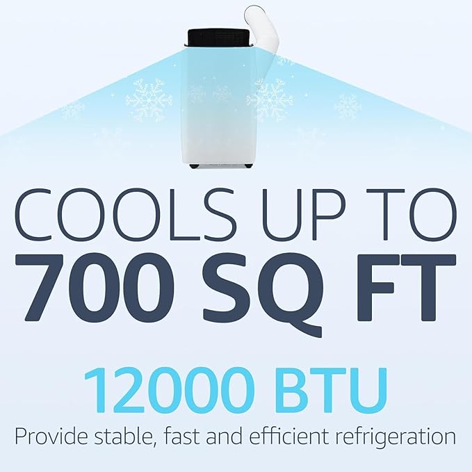 12,000 BTU Portable Air Conditioner for 550 Sq Ft 3-In-1 AC Unit with Cooling/Dehumidifier/Fan Modes, Remote Control, 24H Timer & Installation Kit for Home/Office/Dorm - Image 4