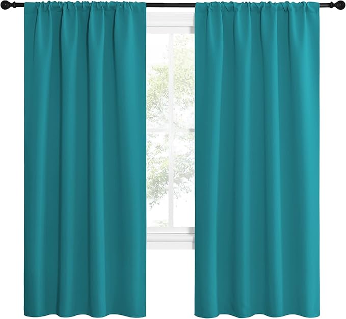 NICETOWN Peacock Blue Blackout Curtains Panels for Window, Thermal Insulated Rod Pocket Blackout Drapes/Draperies for Living Room (2 Panels, W42 x L72 inches) - Image 2