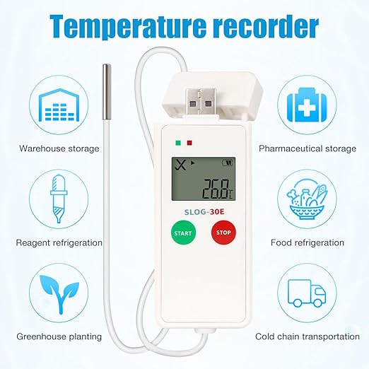 Professional Hygrometer Thermometers Logger with Double Screen Interfaces Double Display Probes Hygrometer for Lab Temperature Humidity Data Logger with External Probes - Image 7