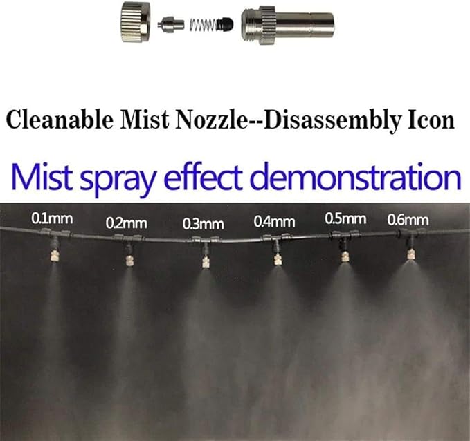 Misting Nozzles for Outdoor Cooling System 10pcs Mister Nozzle Atomizing Misting Sprayer Fog Nozzles for Garden, Humidification, Landscaping, Dust Control, 0.024Inch (Size : 0.6mm) - Image 5