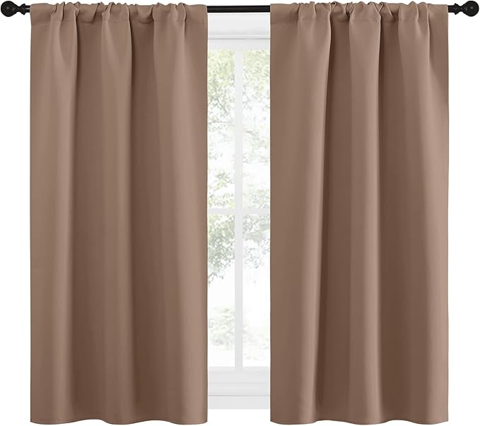 NICETOWN RV Blackout Curtains for Camper Windows, Window Treatment Thermal Insulated Rod Pocket Small Blackout Draperies/Drapes for Bedroom/Kitchen (Cappuccino, Set of 2, 29" Wide by 50" Long) - Image 2
