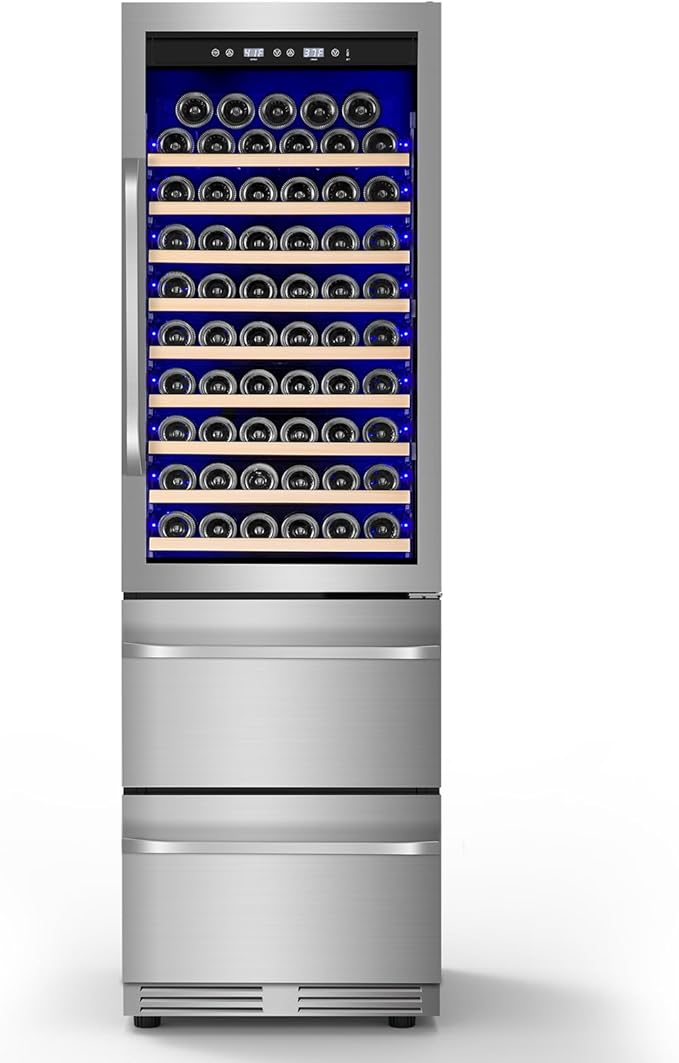24 Inch Wine and Beverage Refrigerator, 2 IN 1 Dual Zone Drawer Beverage Fridge Wine Cooler, Built-in or Freestanding Beverage Cooler with Powerful Compressor, Holds 108 Bottles and 150 Cans - Image 9