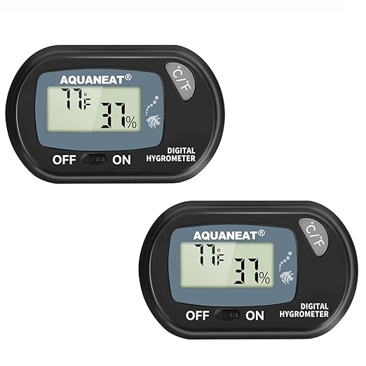 AQUANEAT 2 Packs Reptile Thermometer Hygrometer Digital Display Temperature and Humidity Moniter for Reptiles Rearing Box with Suction Cup… by Aquaneat