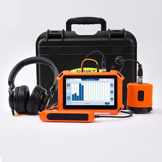 PQWT Underground Water Leak Detectors PQ125B Outdoor Wall Pipe Water Leakage Detection with Touchscreen Earphone and Carrying Case Sensor Acoustic Pipeline Sound Intensifier by PQWT