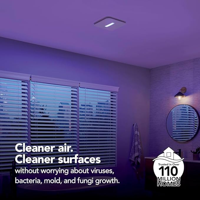 Broan-NuTone AR110LKVV SurfaceShield Vital Vio Powered Exhaust Vent LED White Light & Violet Light, 110 CFM, White - Image 4