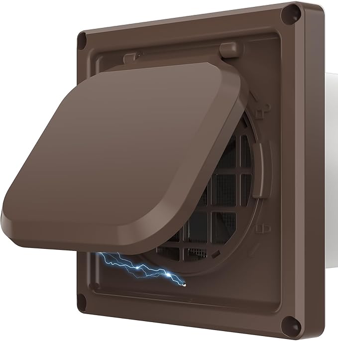 Dryer Vent Cover Outside 4 inch, Magnetic Door Design, Durable Airflow Vent with Lint Trap Screen, Thickened Material, 6 inch x 6 inch Size, Brown by Unknown