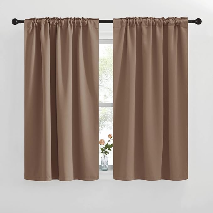 NICETOWN Blackout Curtains and Drapes for Kitchen - (Cappuccino Color) 42 inches Wide by 50 inches Long, 2 Panels Set, Thermal Insulated Blackout Window Drapes - Image 2