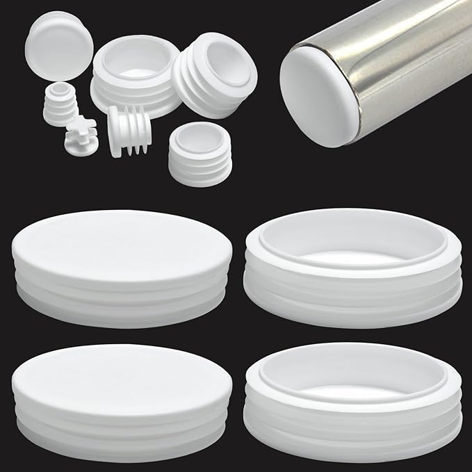 4" (100mm) Plastic Hole Plugs White -Round Chair Leg Caps, Flush Mount Pipe Plugs, Tubing End Caps for Metal&Wood Legs Tube, Outdoor Furniture Feet caps & Table Plastic Plugs, 4 PCS by EASYEAH
