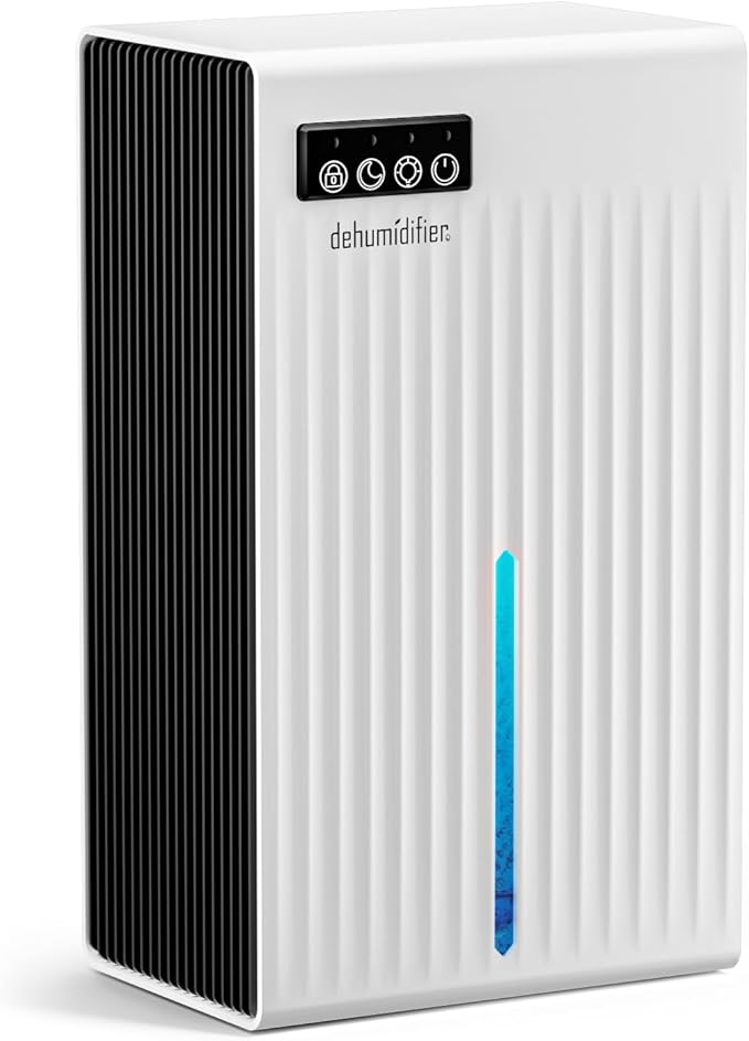 Dehumidifier for Home, 95 OZ Water Tank, (1000 sq.ft) Dehumidifiers for Bathroom Bedroom Basement RV with Drain Hose, Auto Shut Off White by POOYUPPC