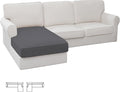 Easy-Going Stretch Sectional Couch Covers 1 Piece Chaise Lounge Slipcover L Shape Separate Cushion Couch Seat Chaise Cover for Both Left/Right Sectional Couch Gray by Easy-Going