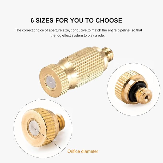 20pcs High Pressure Atomizer Nozzle Brass Misting Nozzles for Outdoor Cooling System, Landscaping, Greenhouse Irrigation, Air Humidification, Anti-Drip Fogging Spray Head(0.012"/0.3mm) - Image 5