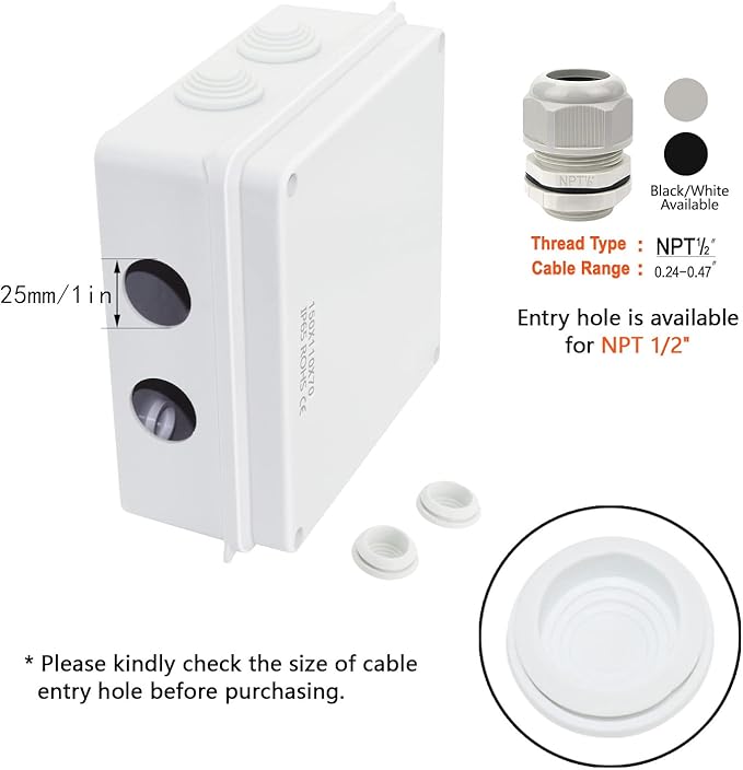 LeMotech ABS Plastic Dustproof Waterproof IP65 Junction Box Universal Electrical Project Enclosure White 5.9 x 5.9 x 2.8 inch (150 x 150 x 70 mm) - Image 5