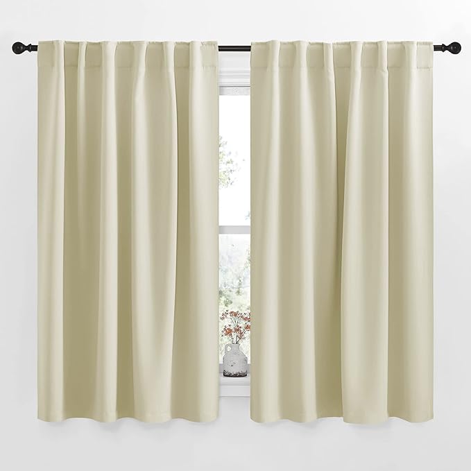 NICETOWN Small Window Curtains for Kitchen, Home Decoration Room Darkening Curtains for Laundry, Cupboard (Beige, 52" Wide x 54" Long per Panel, 2 Pieces) by NICETOWN