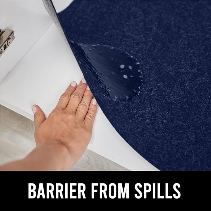GORILLA GRIP LeakGuard Non-Adhesive Under Sink Mat for Kitchen Cabinet, 24x40, Waterproof Quick Dry Shelf Liner, Durable Absorbent Felt Mats for Bathroom Sinks, Cabinets, Dresser, Easy to Trim, Navy - Image 8