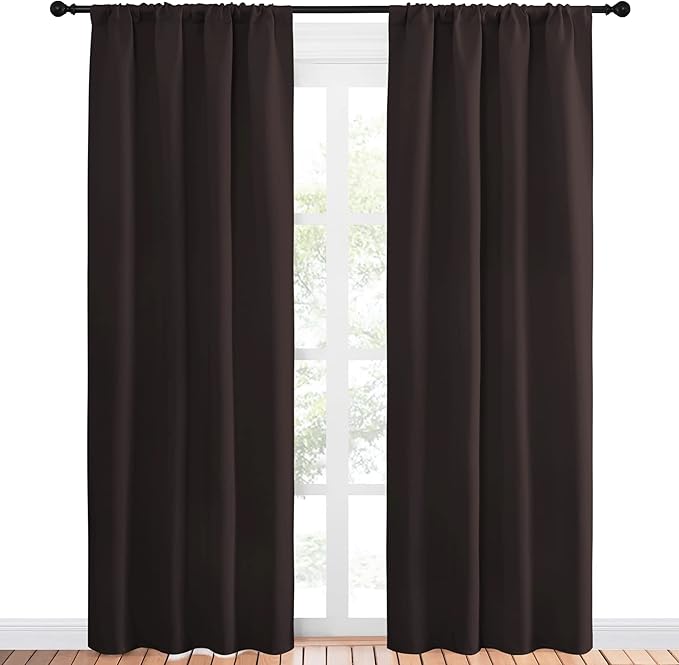 NICETOWN 84 Bedroom Curtains and Drapes - Energy Smart Thermal Insulated Rod Pocket Blackout Draperies/Panels for Living Room (2 Panels, 42 inches x 84 inches, Toffee Brown) - Image 2