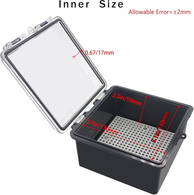 Junction Box, Hinged Black Clear Cover IP67 Waterproof ABS Project Box with Mounting Plate Electrical Box Enclosure with Wall Bracket 5.9 x 5.9 x 3.5inch(150x150x90mm) - Image 3