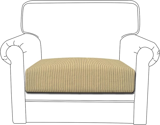 Easy-Going Stretch Cushion Cover Sofa Cushion Furniture Protector Sofa Seat Sofa slipcover Sofa Cover Soft Flexibility with Elastic Bottom(Chair Cushion,Beige) by Easy-Going