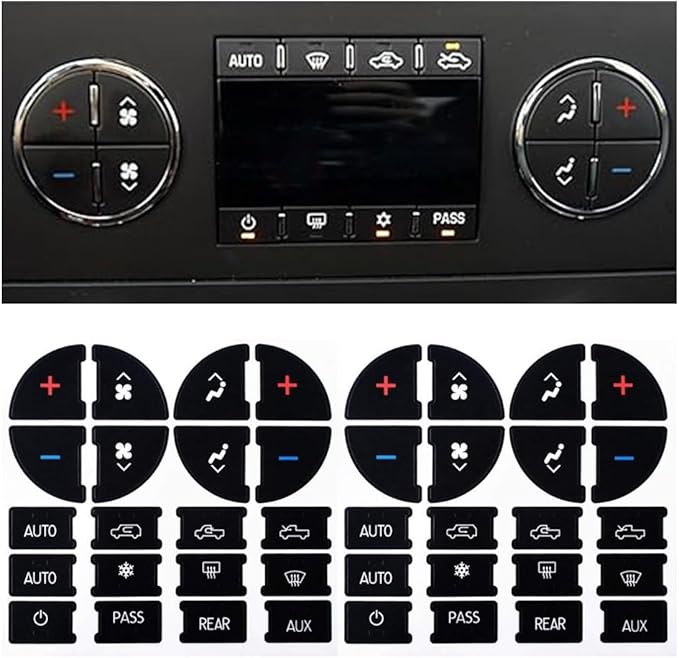 AC Dash Button Repair Decal Stickers, Repair for Ruined Faded A/C Control Buttons Car Fixing Decal Replacement Compatible with Most Vehicles - Car Truck SUV Accessories by JOYCOURT