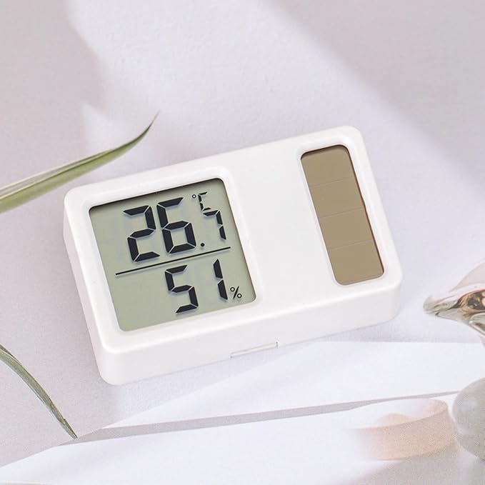 Thermometers Hygrometer Solar Power Desktop Temperature Humidity Meter Gauge With LCD Display For Home Baby Room Office - Image 3