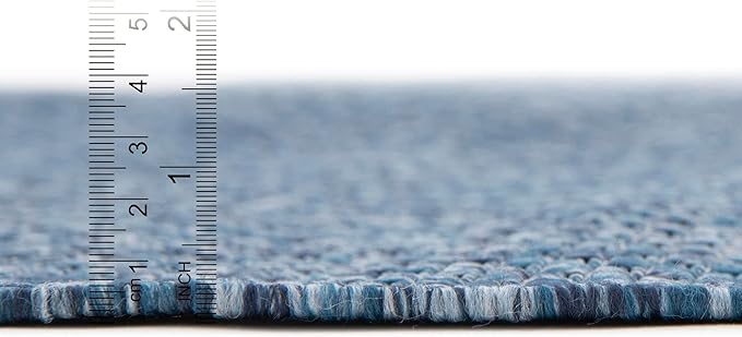 Unique Loom Collection Casual Transitional Solid Heathered Indoor/Outdoor Flatweave Area Rug (13' Round, Blue/Navy Blue) - Image 7