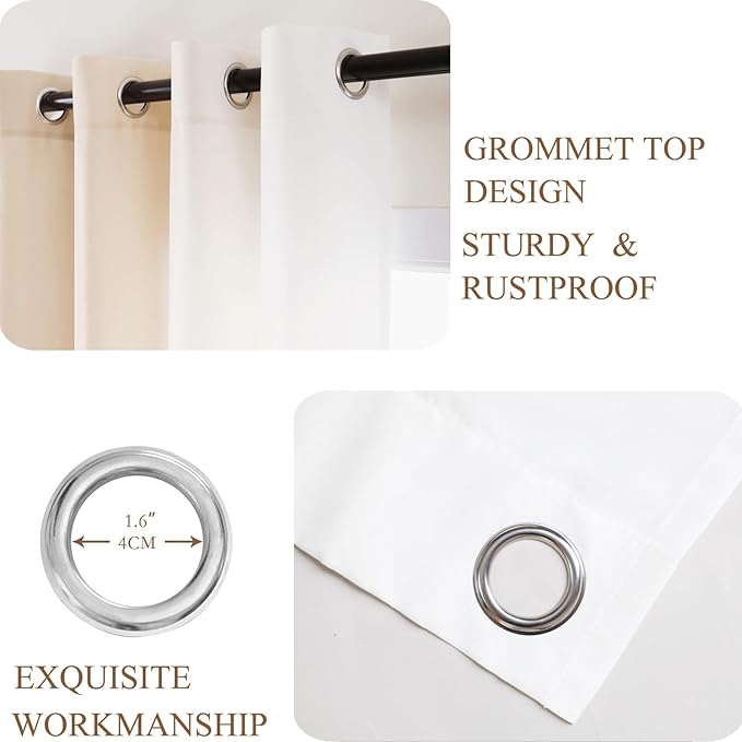 L.Z.E Beige and White Ombre Privacy Sheer Curtains 72 Inch Length 2 Panels Set Tan Light Filtering Non-See-Through Curtains & Drapes for Living Room Bedroom Nursery Grommet Top Short (55" W x 72" L) - Image 4