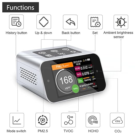 Air Quality Monitor Indoor AQI Dust Meter Pollution Tester Particle Counter (PM+TVOC+HCHO+CO2) - Image 8