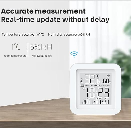 Smart WiFi Temperature Humidity Monitor: TUYA Wireless Temperature Humidity Sensor with APP Notification Alerts, WiFi Thermometer Hygrometer for Home Pet Garage,Compatible with Alexa - Image 4