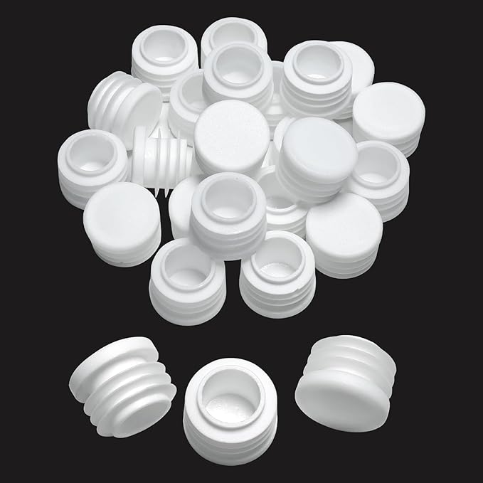 7/8" (22mm) Plastic Hole Plugs White -Round Chair Leg Caps, Flush Mount Pipe Plugs, Tubing End Caps for Metal&Wood Legs Tube, Outdoor Furniture Feet caps & Table Plastic Plugs, 24 PCS by EASYEAH
