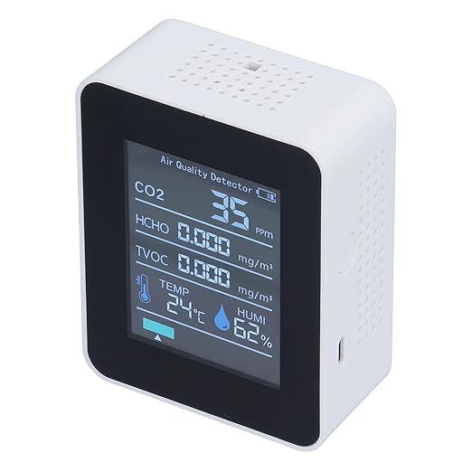 Air Quality Monitor Real Time Smart Display with Clear Alarm, Portable Detector for Office and Home, ABS Material, White - Image 3