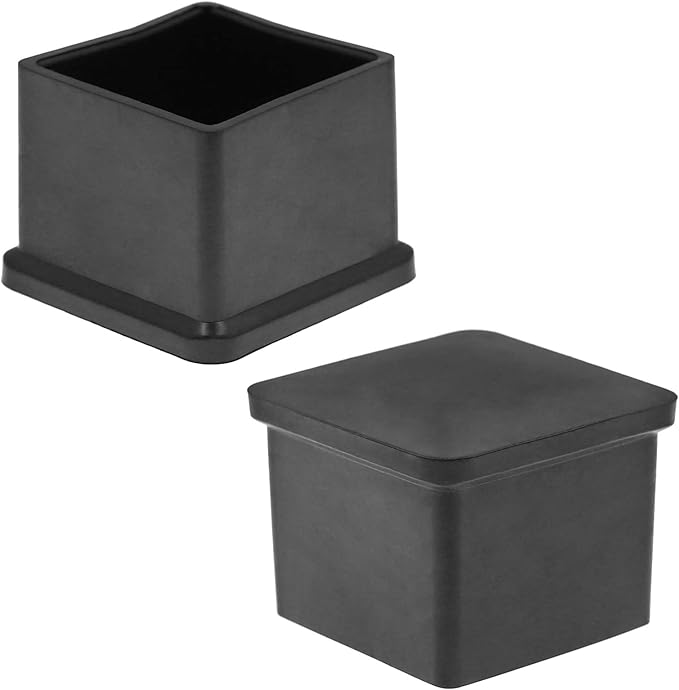 8Pcs Square Rubber Furniture Leg Caps 1.18" (30 x 30mm), Black Vinyl Flexible Chair Leg Floor Protectors for Patio Indoor Chair Table Bed - Image 3