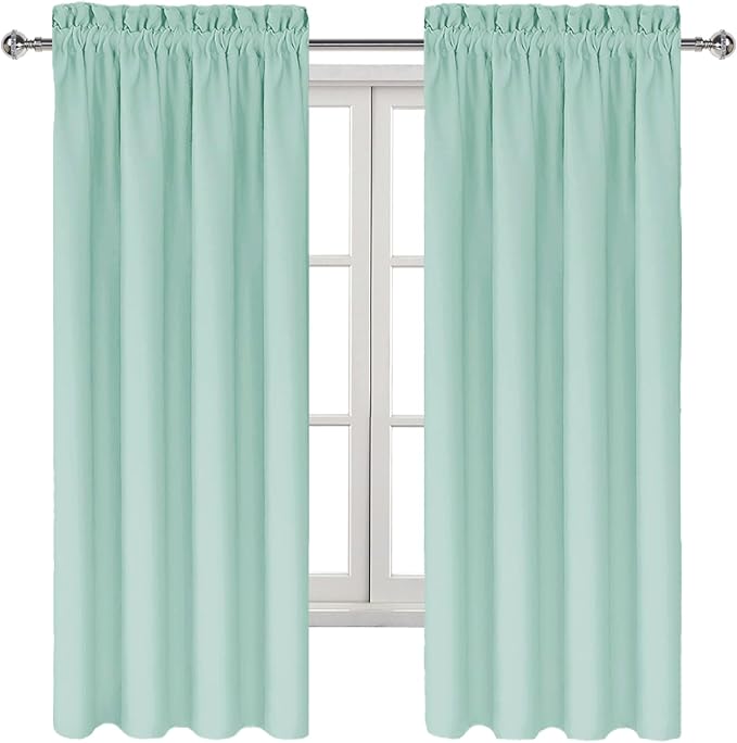DWCN Blackout Curtains for Living Room Thermal Insulated, Energy Saving & Noise Reducing Bedroom Curtains, Mint Green, W 42x L 72 Inch, Set of 2 Rod Pocket Curtain Panels - Image 9