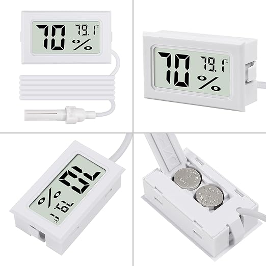 3Pcs Fahrenheit Thermometer Hygrometer Mini Digital with Probe Electronic Temperature Humidity Gauge Meters Indoor LCD Display for Humidors,Greenhouse,Garden,Incubator Reptile Terrarium - Image 3