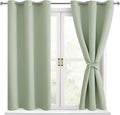Hiasan Blackout Curtains for Bedroom - Thermal Insulated & Light Blocking Window Curtains for Living Room/Kids Room, 2 Drape Panels Sewn with Tiebacks, Seafoam Green, 42 x 45 Inch by Hiasan