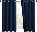 NICETOWN 100% Blackout Curtains with Black Liners, Thermal Insulated 2-Layer Lined Drapes, Energy Efficiency Small Window Draperies for Dining Room (Navy Blue, 2 Panels, 55 inches W by 57 inches L) by NICETOWN