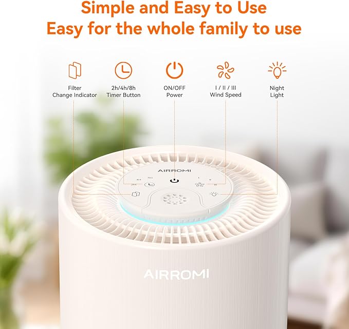 AIRROMI Air Purifier for Bedroom with A2001 Creamy Beige - Image 3