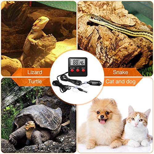 Weewooday 2 Pcs Reptile Thermometer and Humidity Gauge Reptile Terrarium Thermometer Hygrometer with Probes Indoor Outdoor Digital Pet Temperature and Hygrometer Gauge for Pet Keeping - Image 7