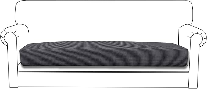 Easy-Going Stretch Cushion Cover Sofa Cushion Furniture Protector Sofa Seat Sofa slipcover Sofa Cover Soft Flexibility with Elastic Bottom(Oversized Sofa Cushion, Dark Gray) by Easy-Going